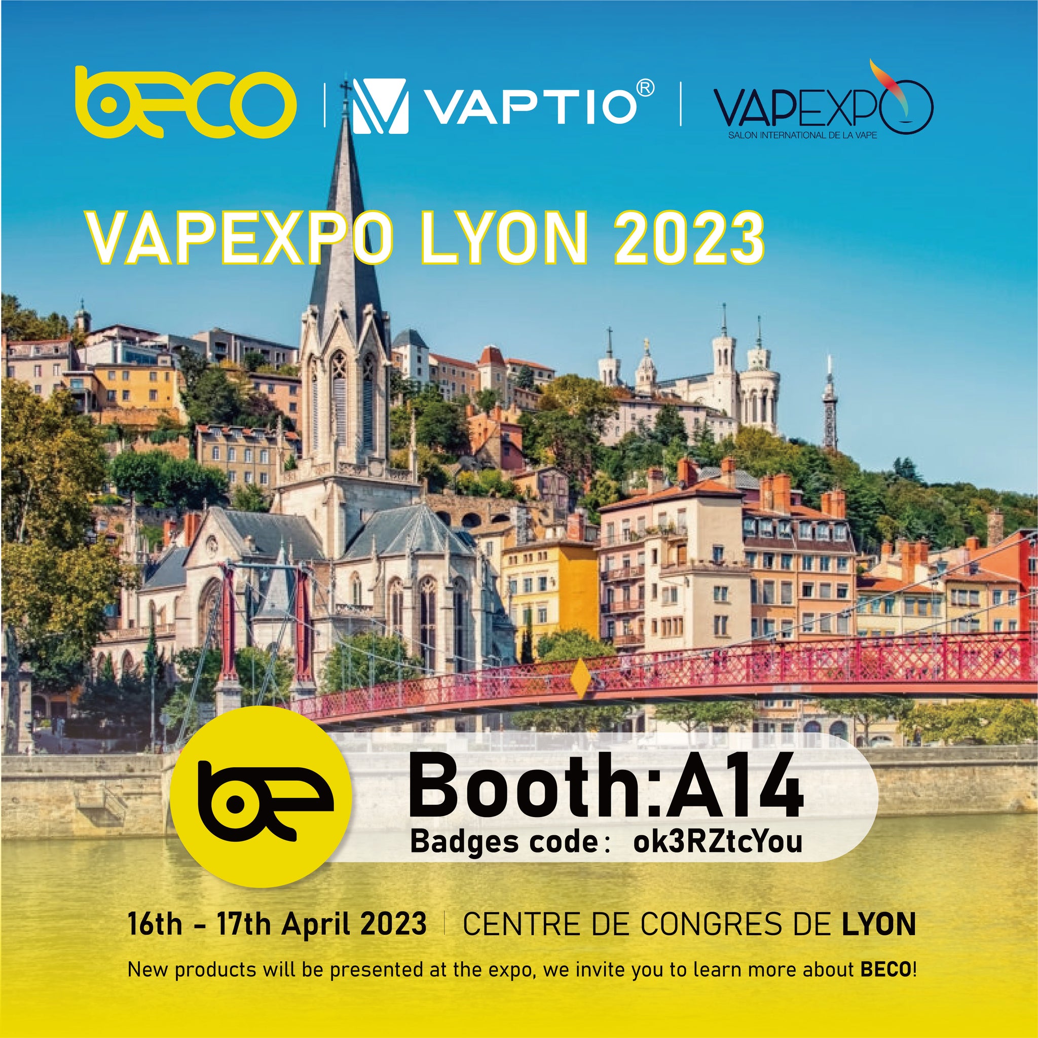 De nouveaux produits Beco seront dévoilés pour la première fois à la Vapexpo de Lyon, France les 16 et 17 avril